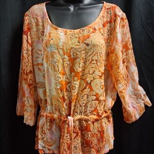 Coldwater Creek Orange and Pink Blouse